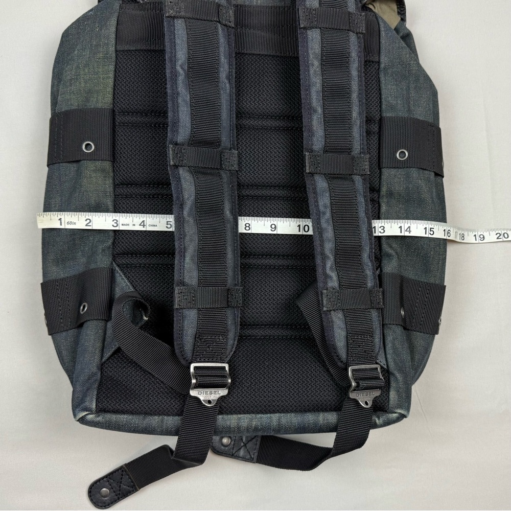 Diesel Waxed Denim De Breaking Backpack Dark Blue/Black Metal Buckles - Picture 13 of 13